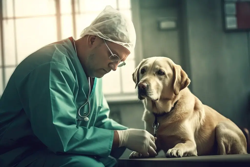 dog at vet